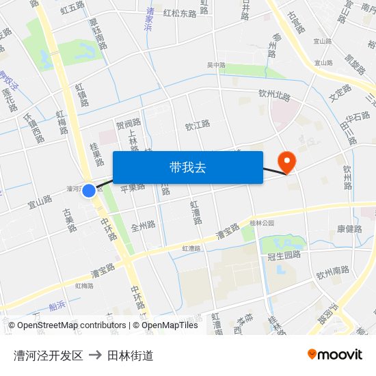 漕河泾开发区 to 田林街道 map