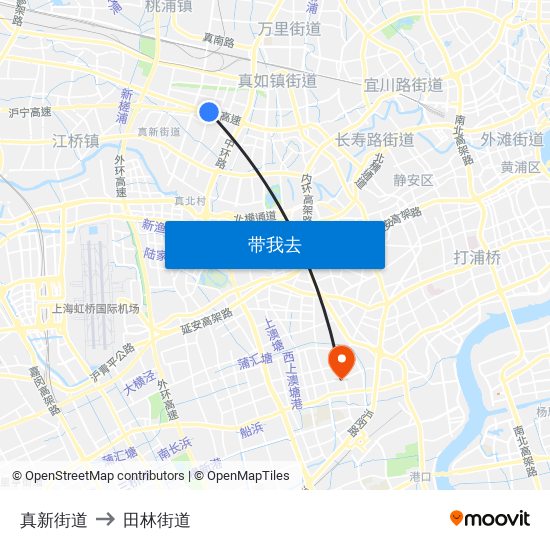 真新街道 to 田林街道 map