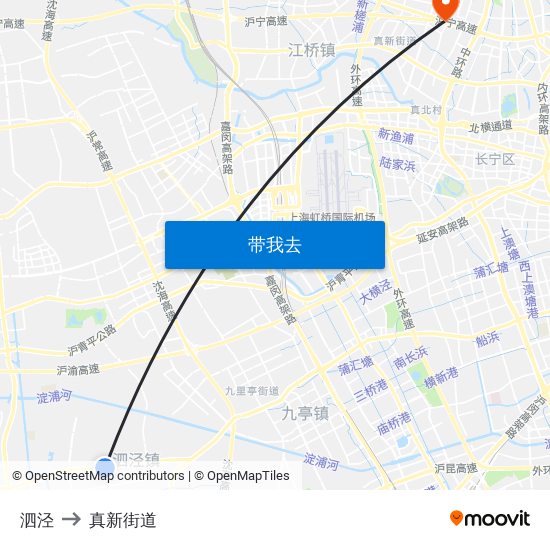 泗泾 to 真新街道 map