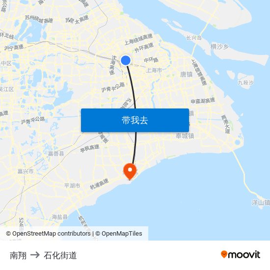 南翔 to 石化街道 map