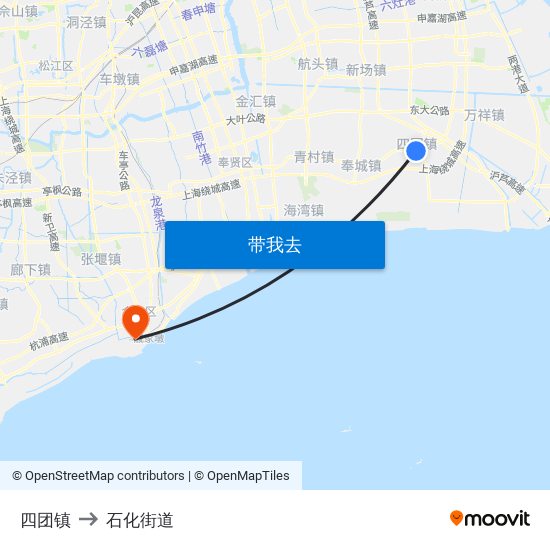 四团镇 to 石化街道 map