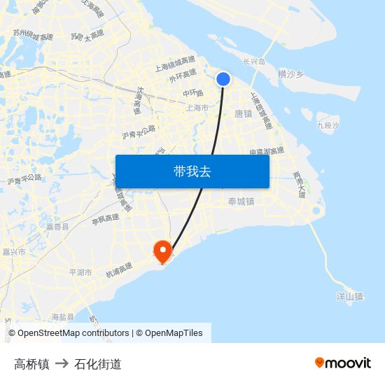 高桥镇 to 石化街道 map