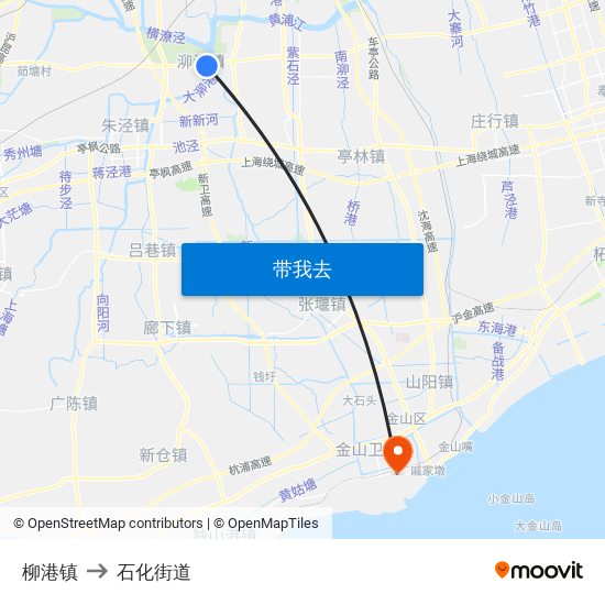 柳港镇 to 石化街道 map