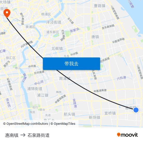 惠南镇 to 石泉路街道 map