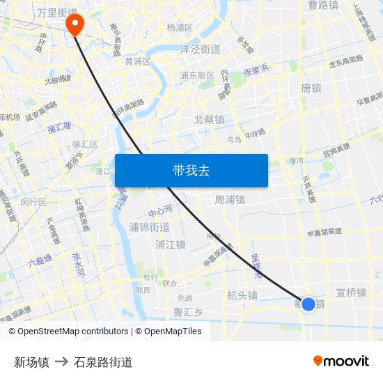 新场镇 to 石泉路街道 map