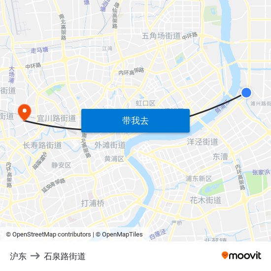 沪东 to 石泉路街道 map