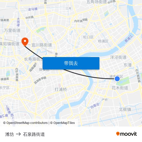 潍坊 to 石泉路街道 map