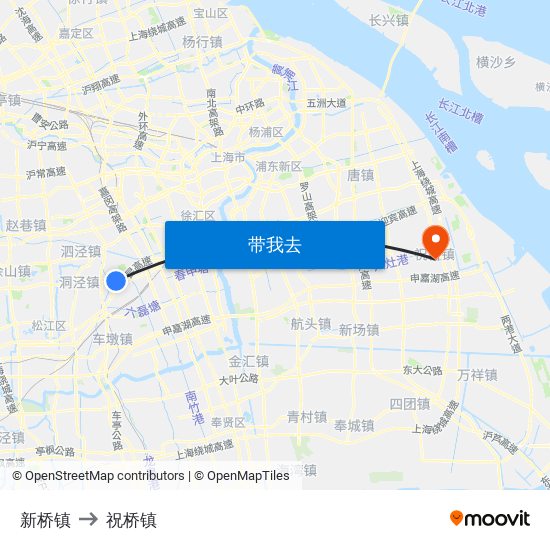 新桥镇 to 祝桥镇 map