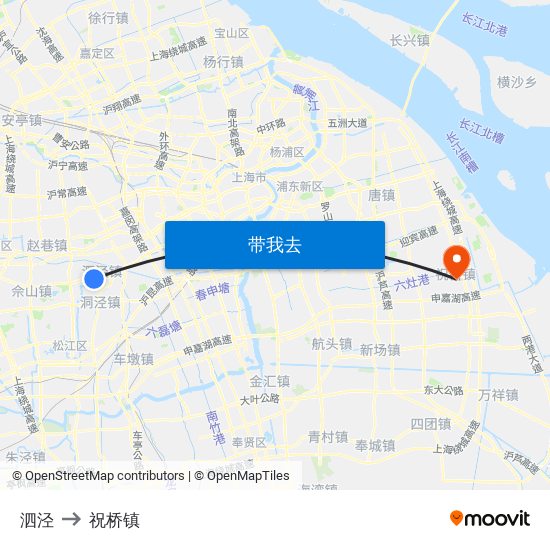 泗泾 to 祝桥镇 map