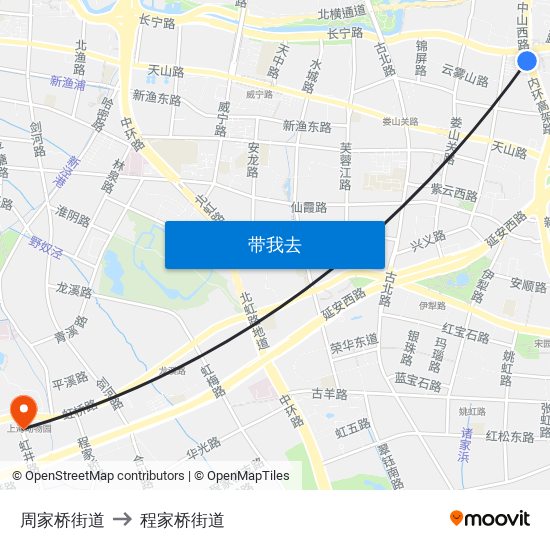 周家桥街道 to 程家桥街道 map