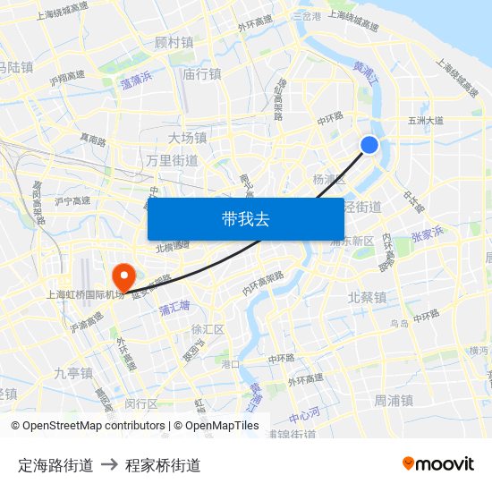 定海路街道 to 程家桥街道 map