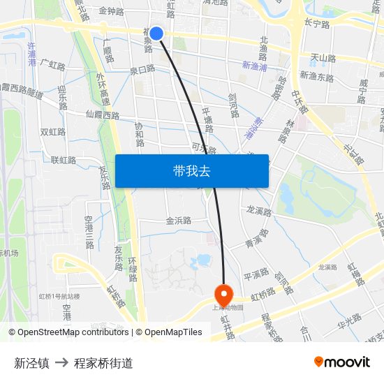 新泾镇 to 程家桥街道 map