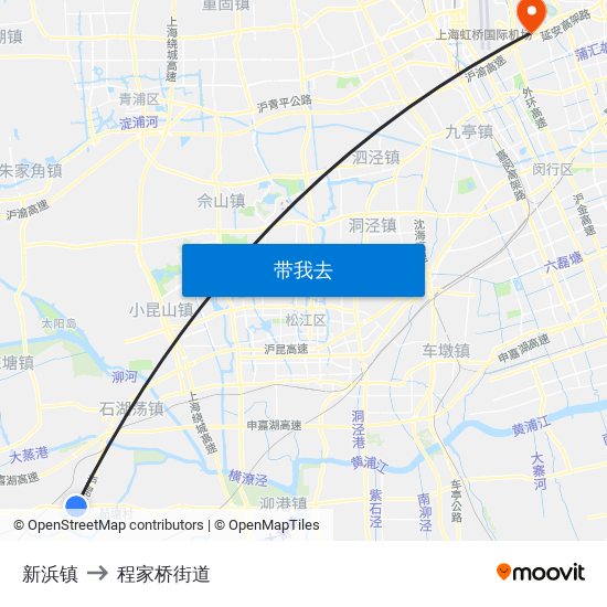 新浜镇 to 程家桥街道 map