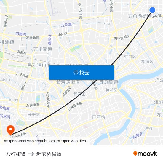 殷行街道 to 程家桥街道 map