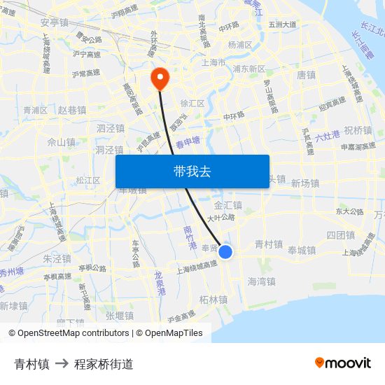 青村镇 to 程家桥街道 map