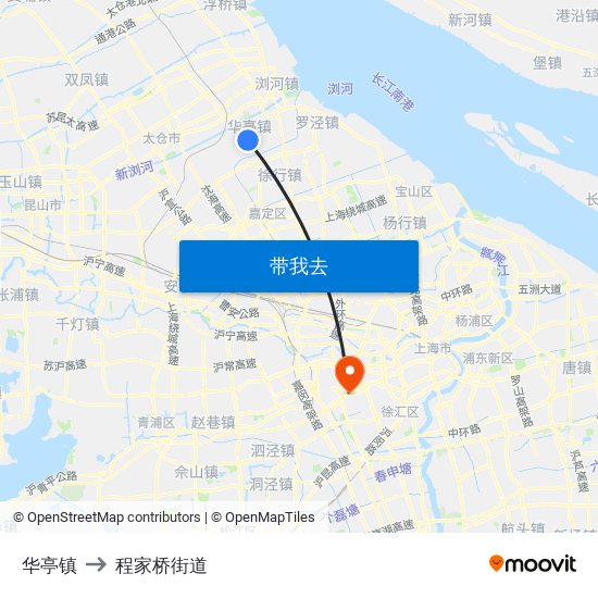 华亭镇 to 程家桥街道 map