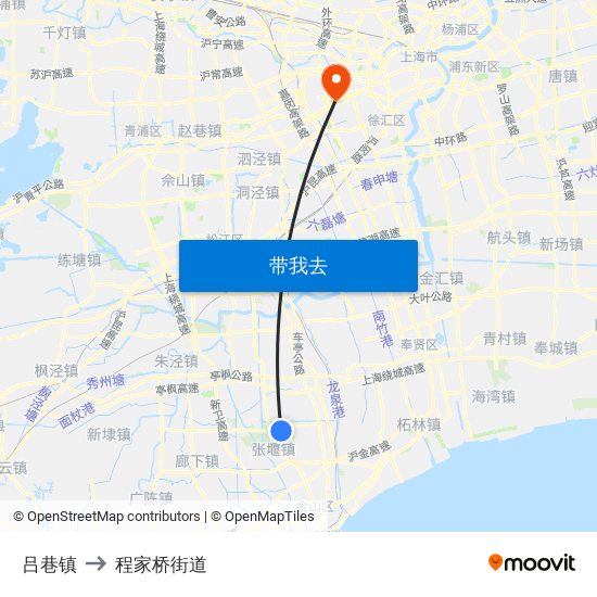 吕巷镇 to 程家桥街道 map