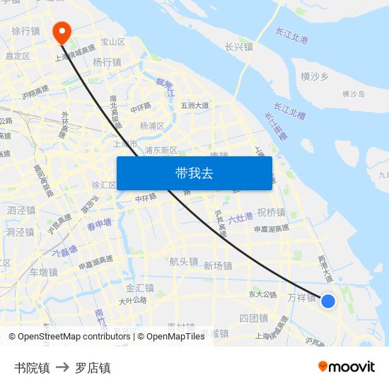 书院镇 to 罗店镇 map