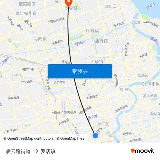 凌云路街道 to 罗店镇 map