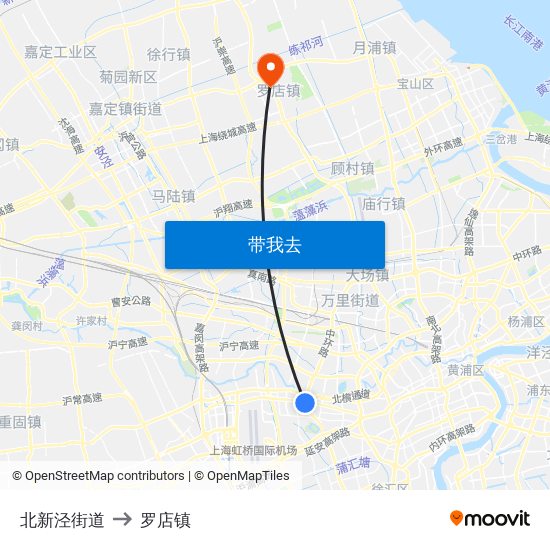北新泾街道 to 罗店镇 map