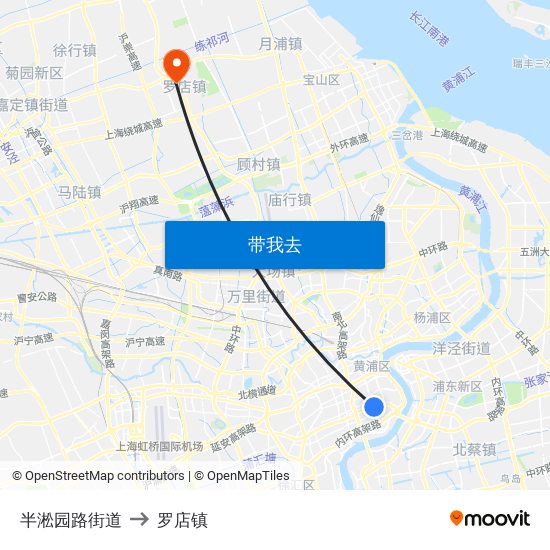 半淞园路街道 to 罗店镇 map