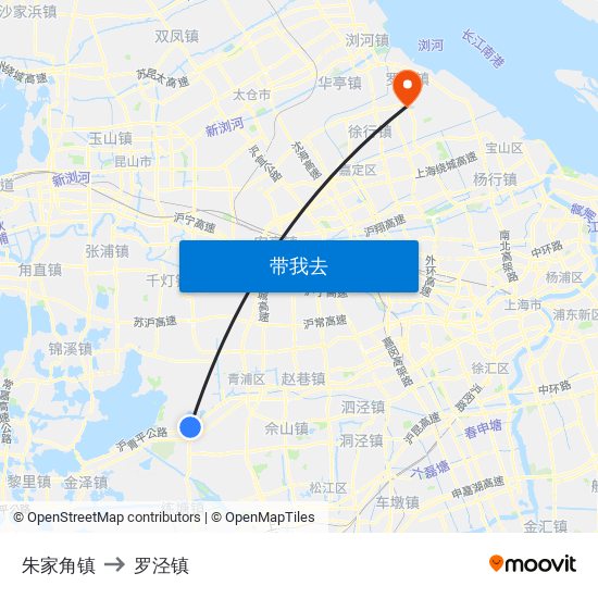 朱家角镇 to 罗泾镇 map