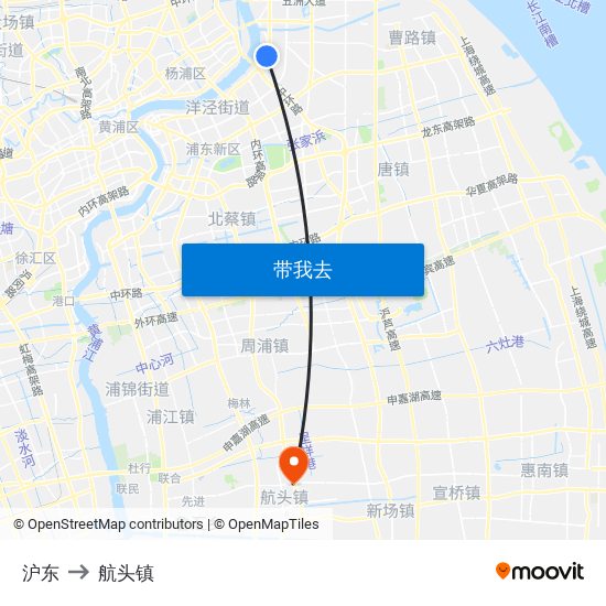 沪东 to 航头镇 map