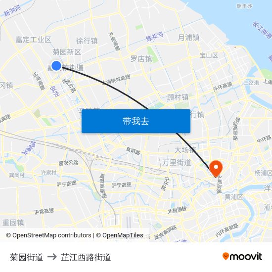 菊园街道 to 芷江西路街道 map
