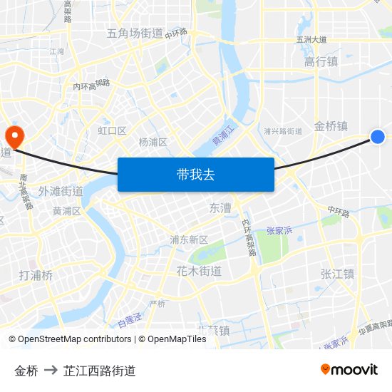 金桥 to 芷江西路街道 map
