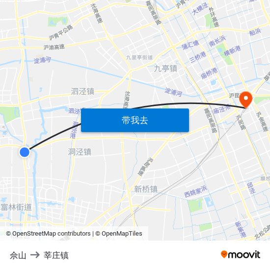 佘山 to 莘庄镇 map
