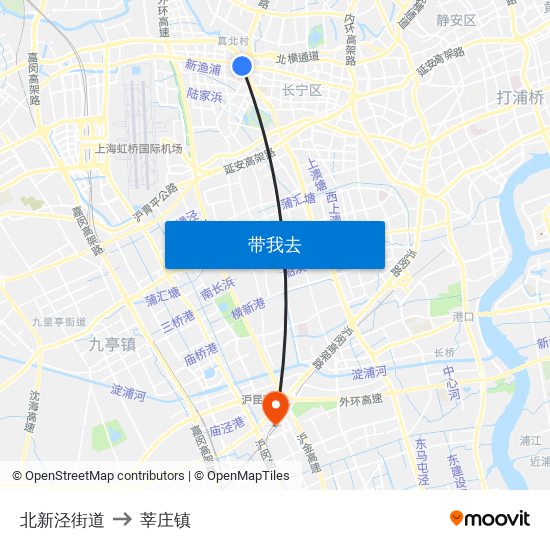 北新泾街道 to 莘庄镇 map