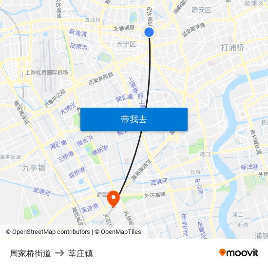 周家桥街道 to 莘庄镇 map
