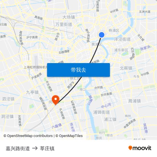 嘉兴路街道 to 莘庄镇 map