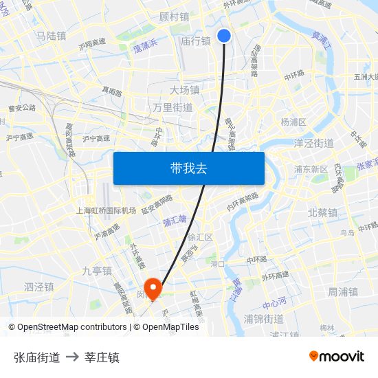 张庙街道 to 莘庄镇 map