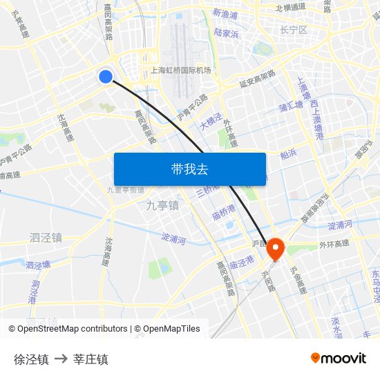 徐泾镇 to 莘庄镇 map