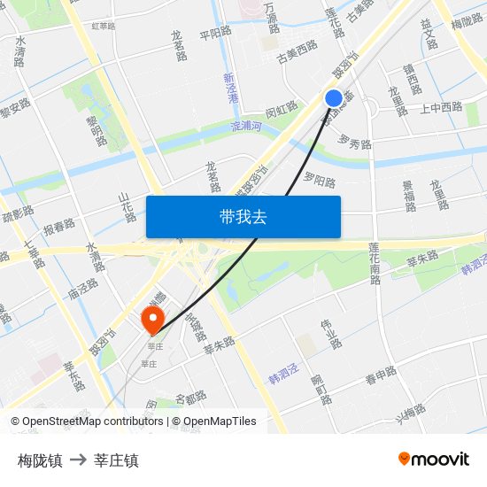 梅陇镇 to 莘庄镇 map