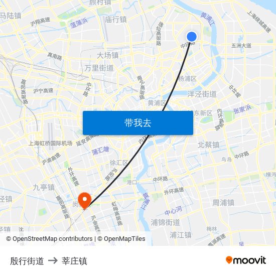 殷行街道 to 莘庄镇 map