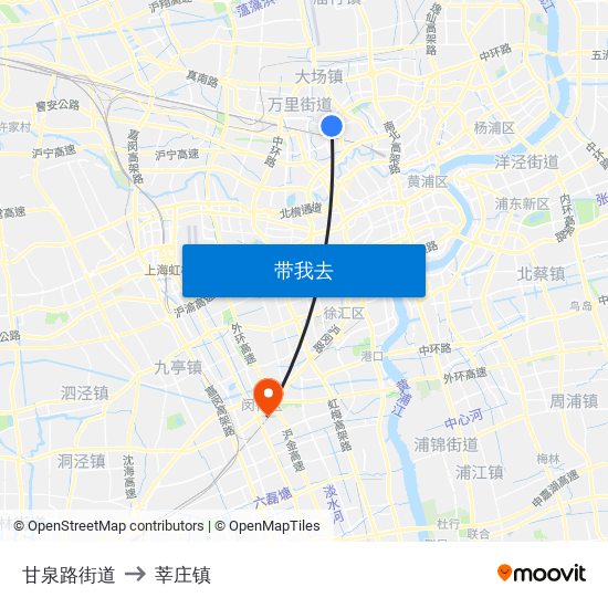 甘泉路街道 to 莘庄镇 map