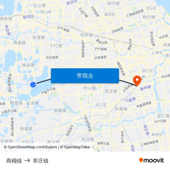 商榻镇 to 莘庄镇 map