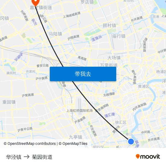 华泾镇 to 菊园街道 map