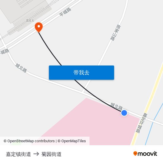 嘉定镇街道 to 菊园街道 map