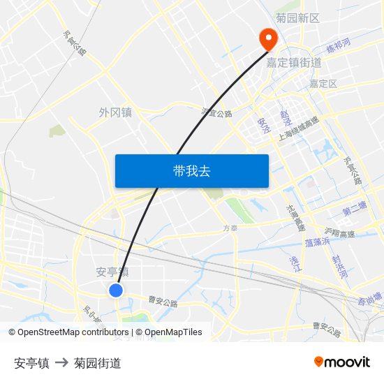 安亭镇 to 菊园街道 map