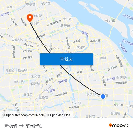 新场镇 to 菊园街道 map