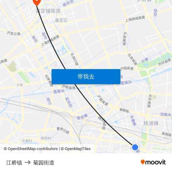 江桥镇 to 菊园街道 map