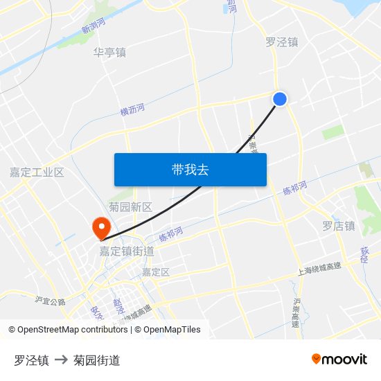 罗泾镇 to 菊园街道 map