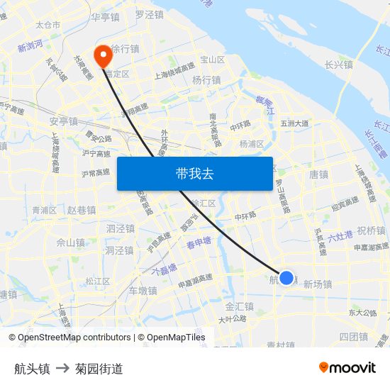 航头镇 to 菊园街道 map