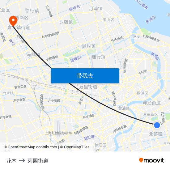 花木 to 菊园街道 map
