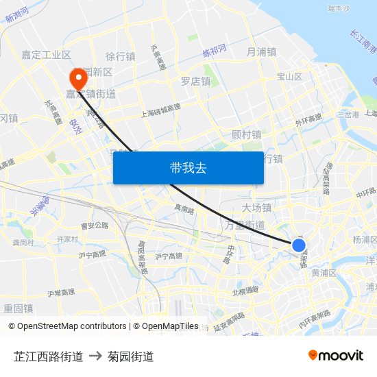 芷江西路街道 to 菊园街道 map