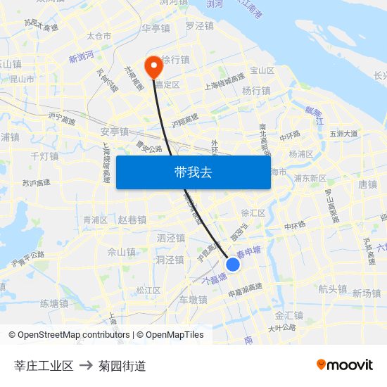 莘庄工业区 to 菊园街道 map