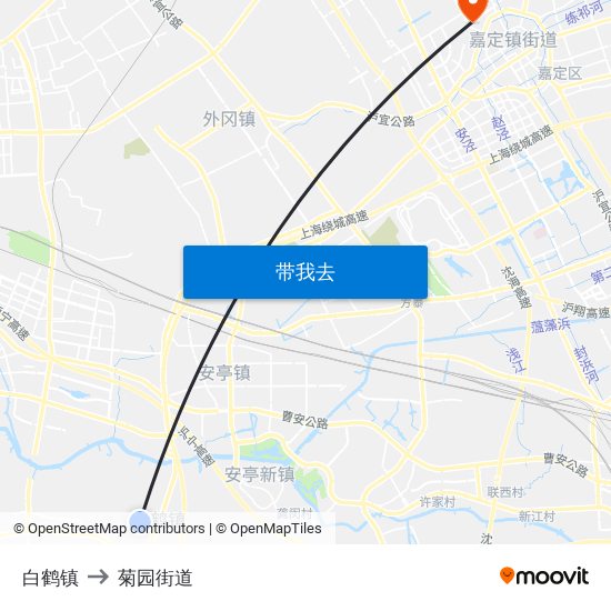 白鹤镇 to 菊园街道 map